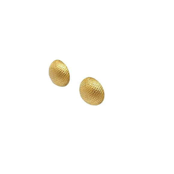 Trifari Textured Dome Earrings Clip on Closure Gold Tone Vintage - Picture 3 of 6